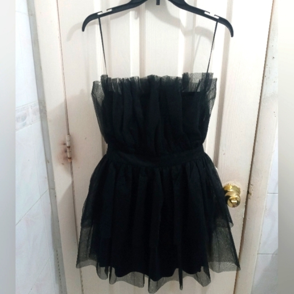Blue Blush Strapless Whimsigoth Fairy Mini Dress Medium